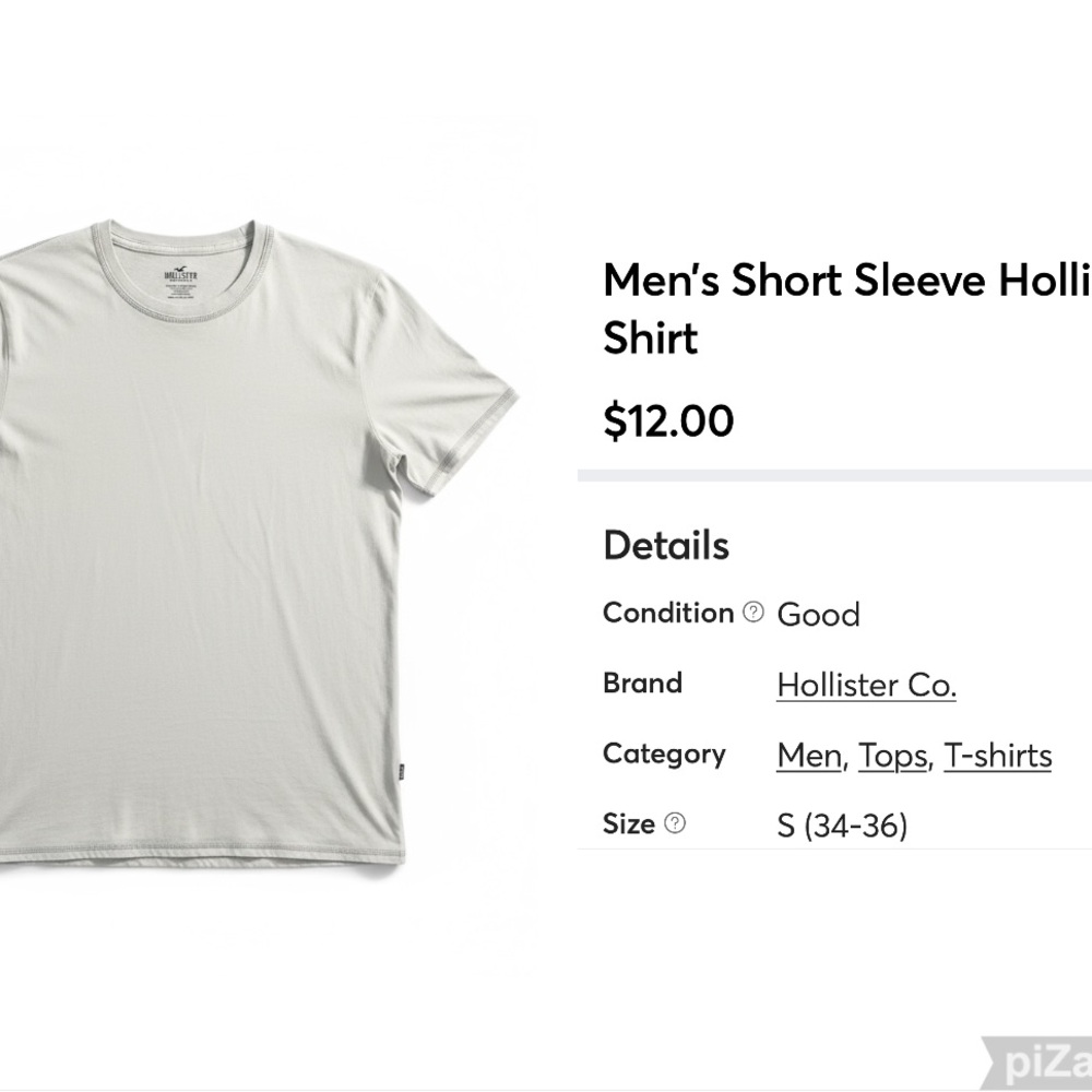 Hollister Men's Short Sleeve Light Gray Tee